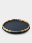 Pigment France - Orsay Leather and Rattan Lazy Susan (18.5in/47cm) - Blue - ABASK - 