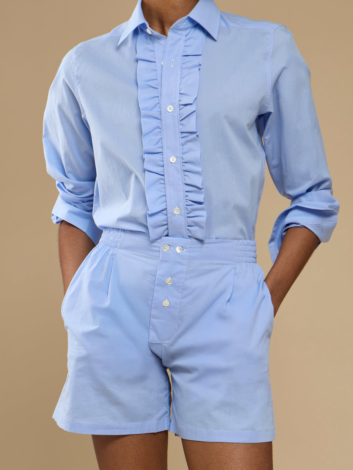 Sebline - Cotton Boxer Shorts | Size: S - Light Blue - ABASK