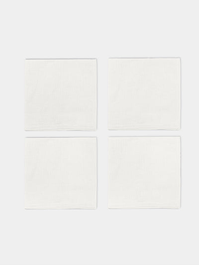 La Gallina Matta - D.Q Embroidered Linen Napkins (Set of 4) - White - ABASK - 