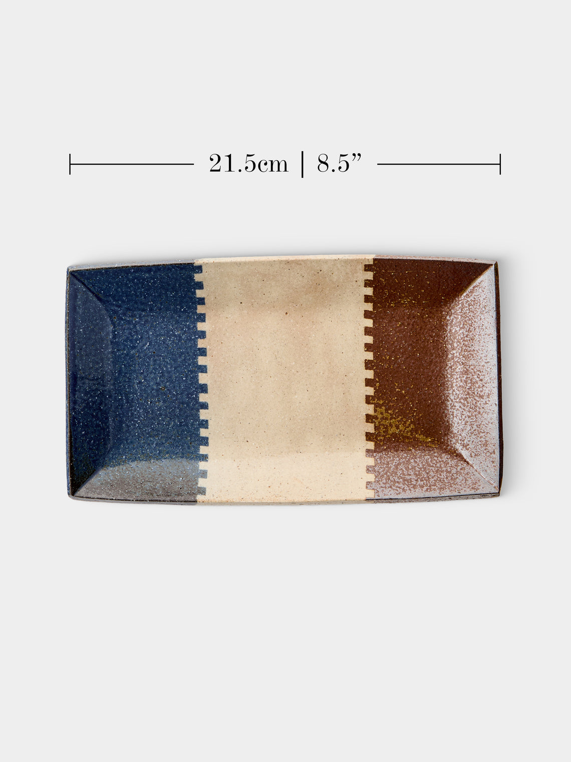 Makidani-gama - Nerikomi Ceramic Rectangular Plates – 8.5in/21.5cm (Set of 3) - Multiple - ABASK