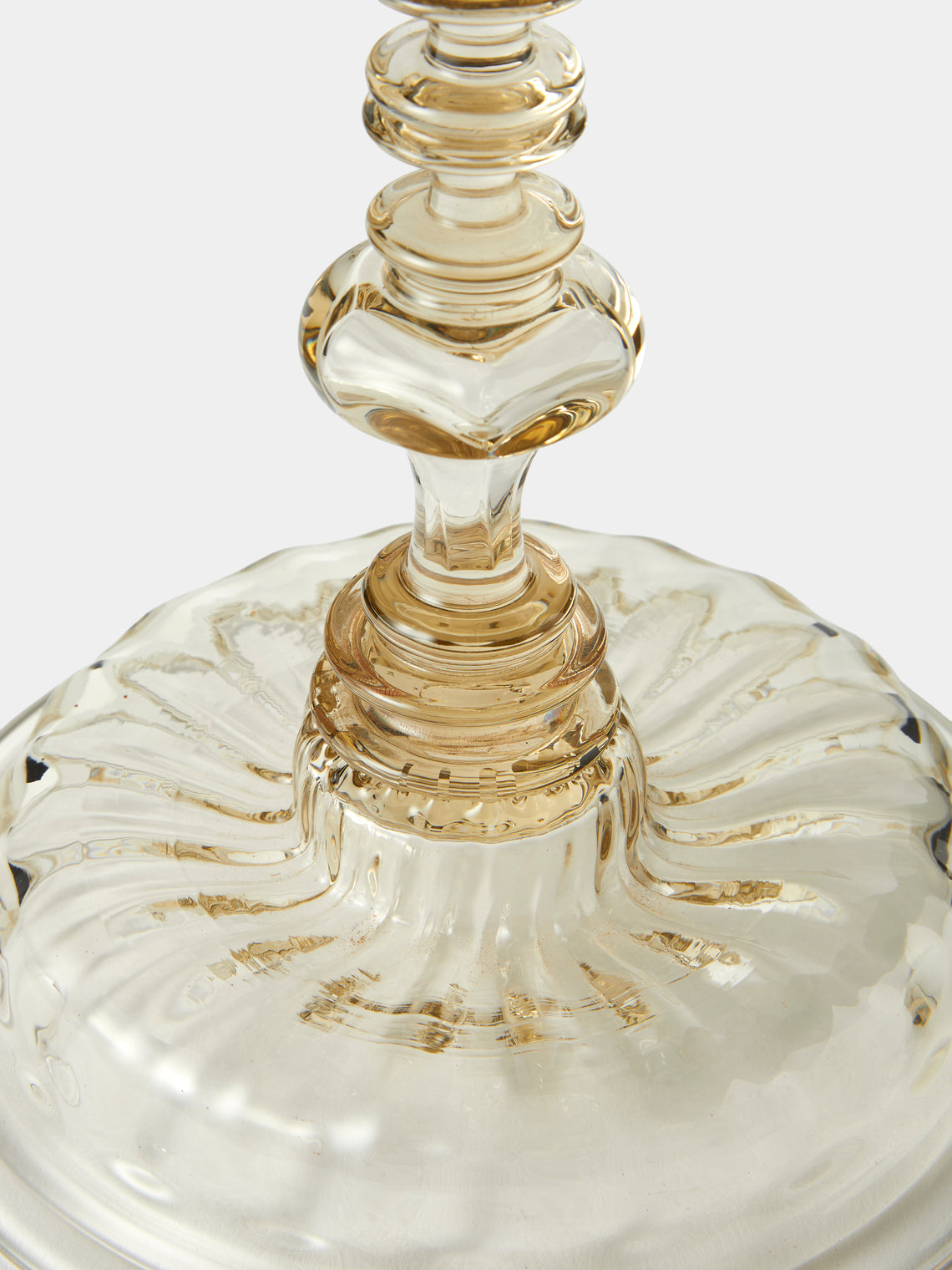 Bollenglass - Hand-Blown Glass Small Candlestick - Smoke - ABASK