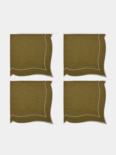 La Gallina Matta - Parentesi Linen Napkins (Set of 4) - Green - ABASK - 