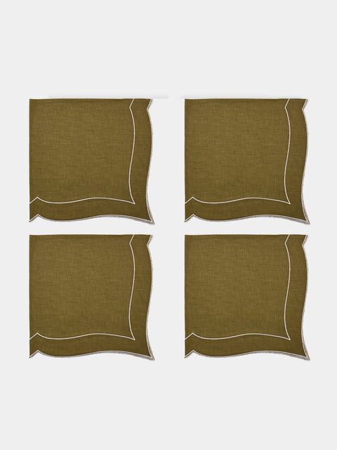 La Gallina Matta - Parentesi Linen Napkins (Set of 4) - Green - ABASK - 