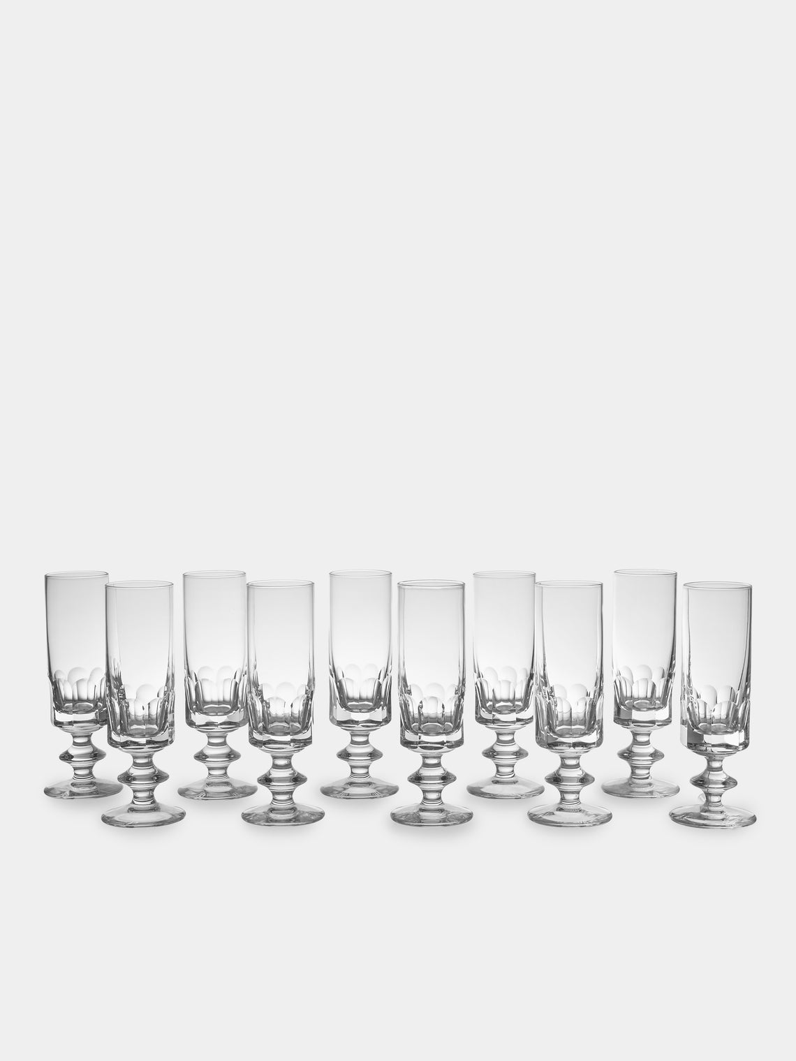 Antique and Vintage - Mid-Century Bayel Crystal Champagne Flutes (Set of 10) - Clear - ABASK