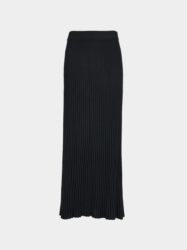 Arch4 - Isla Baby Goat Cashmere Long Skirt | Size: S - Black - ABASK - 
