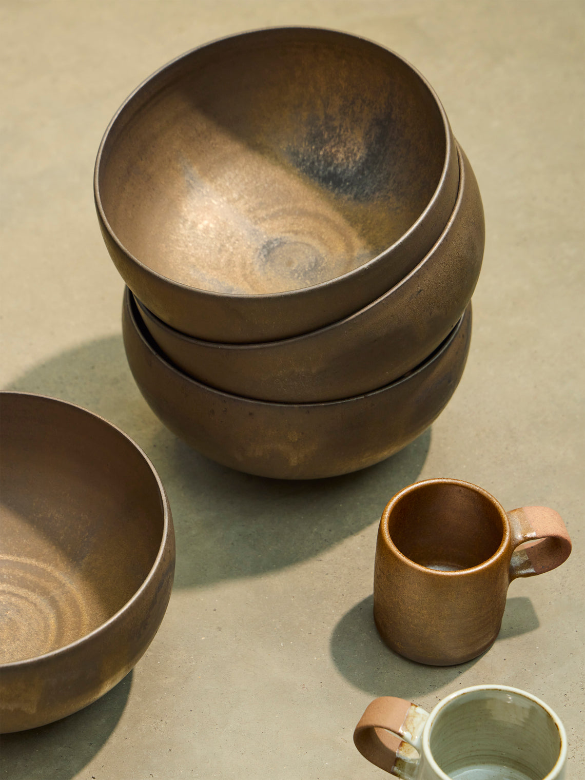Shin Kibok - Concave Ceramic Large Noodle Bowls (Set of 4) - Brown - ABASK