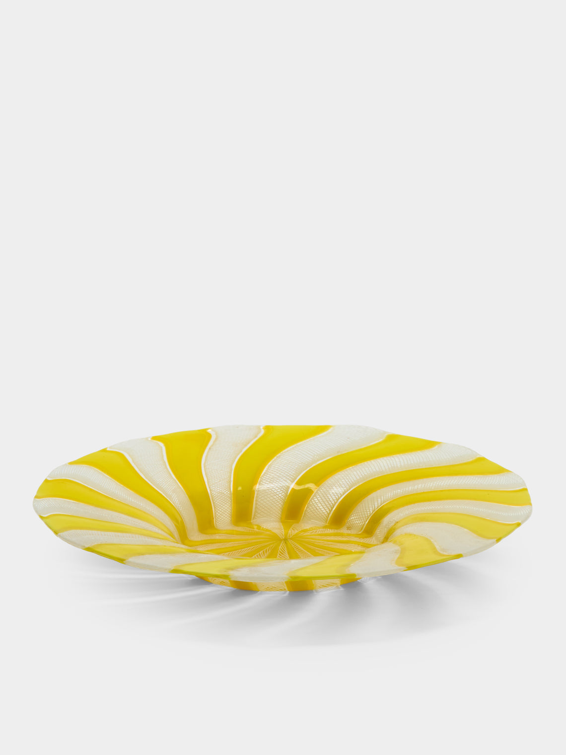 Antique and Vintage - 20th-Century Venetian Glass Trinket Tray (7in/17.5cm) - Yellow - ABASK - 