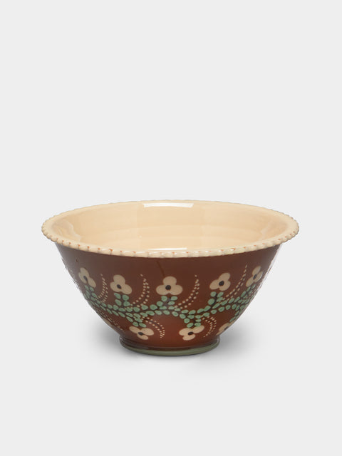 Poterie d’Évires - Flowers Hand-Painted Ceramic Fluted Bowl -  - ABASK - 