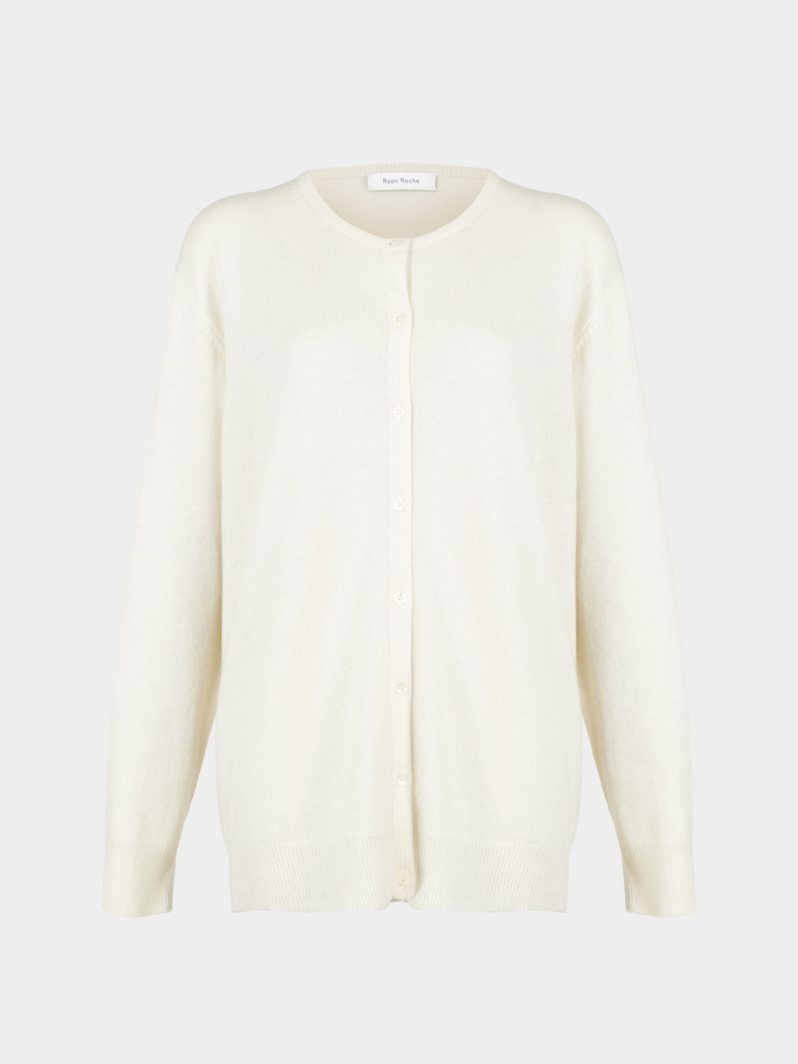 Ryan Roche - Cashmere Lightweight Oversized Cardigan | Size: S - Cream - ABASK - 