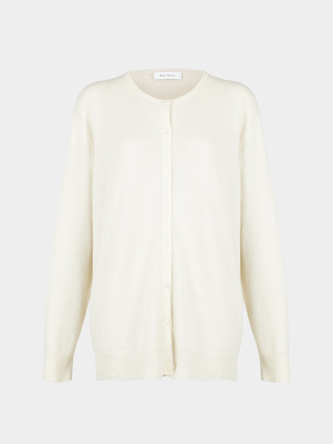 Ryan Roche - Cashmere Lightweight Oversized Cardigan | Size: S - Cream - ABASK - 
