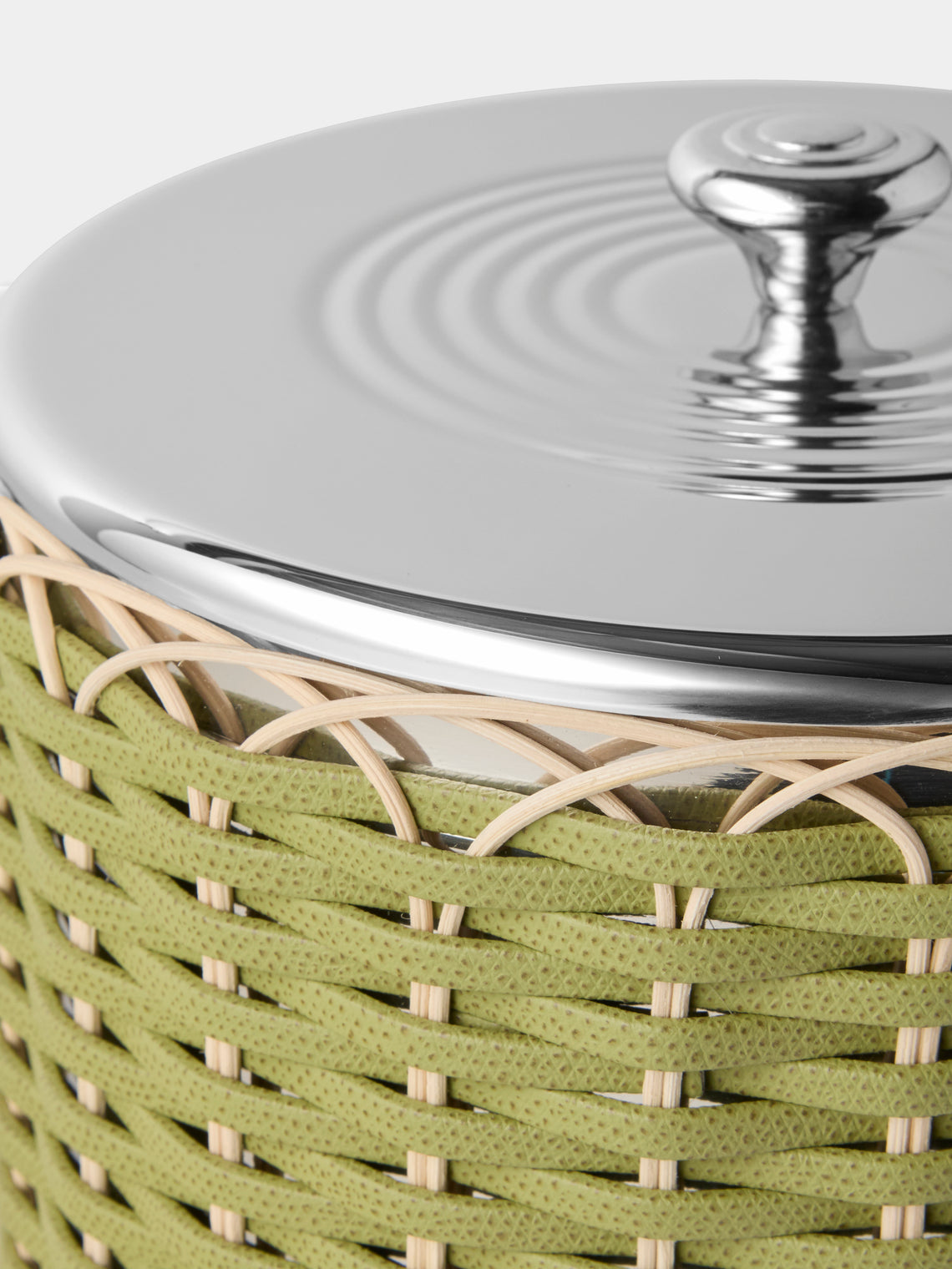Pigment France - Menton Leather and Rattan Large Ice Bucket - Green - ABASK