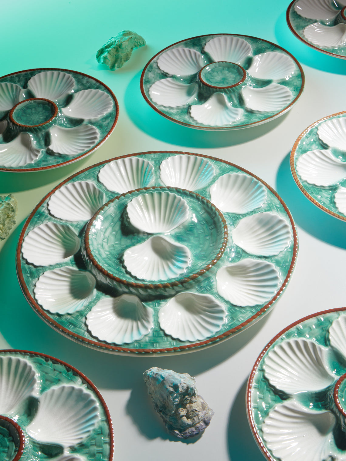 Antique and Vintage - 1950s Ceramic Oyster Plates (Set of 6) -  - ABASK