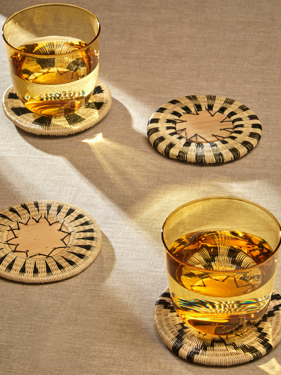 CasaLatina - Pacifico Handwoven Werregue Palm Coasters (Set of 4) - Tan - ABASK