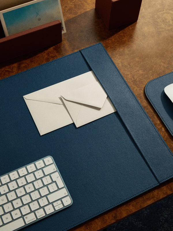 Giobagnara - Douglas Leather Desk Blotter - Blue - ABASK