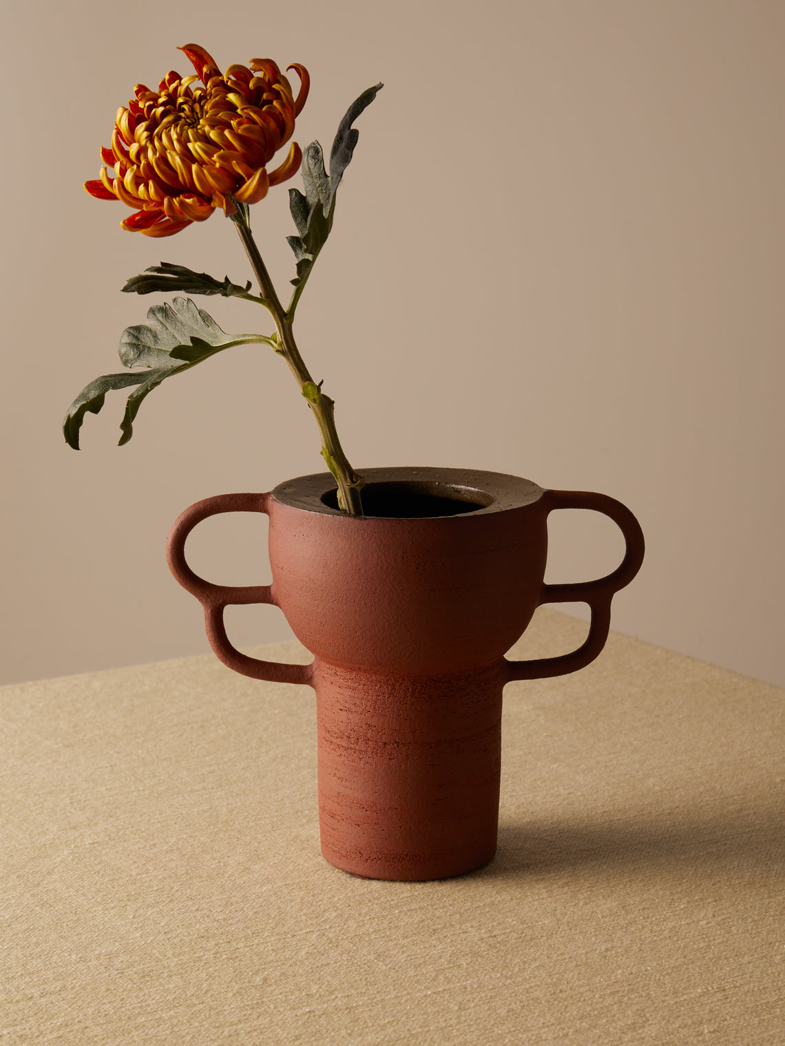 Andrea Tsang - Vessel 014 Stoneware Vase (9.5in/24cm) - Brown - ABASK