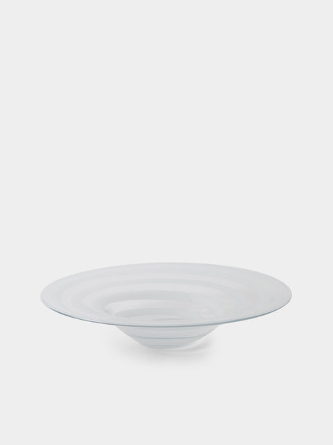 Antique and Vintage - 1970s Murano Glass Striped Bowl - Clear - ABASK - 