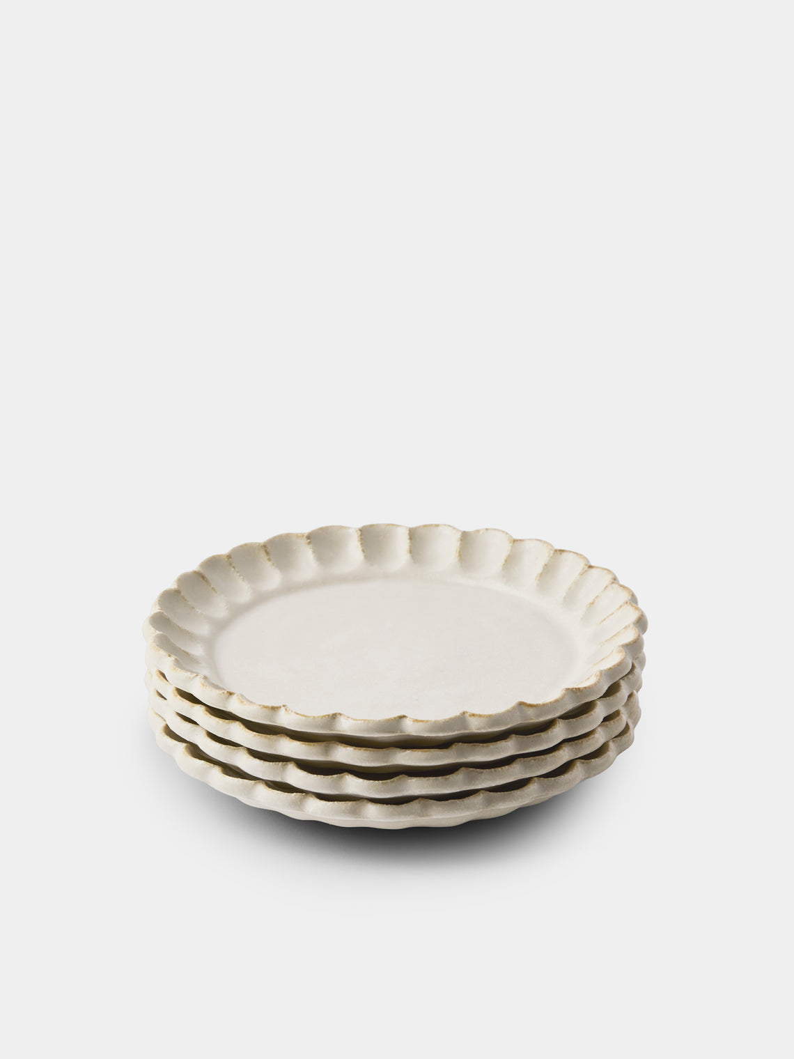 Kaneko Kohyo - Coco Ceramic Bread Plates – 7in/17.5cm (Set of 4) - White - ABASK