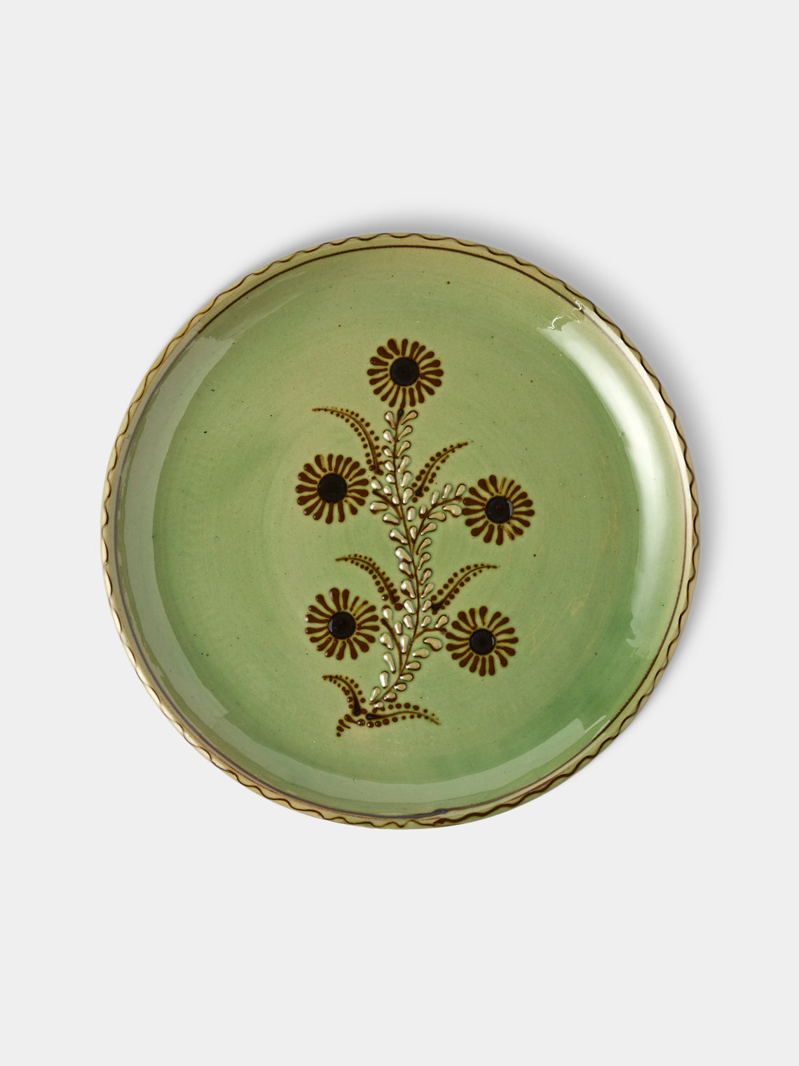 Poterie d’Évires - Flowers Hand-Painted Ceramic Plates – 9.5in/24cm (Set of 6) - Green - ABASK