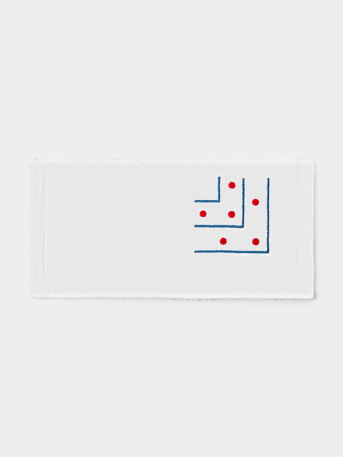 Loretta Caponi - Stripes & Dots Hand-Embroidered Cotton Washcloth - White - ABASK