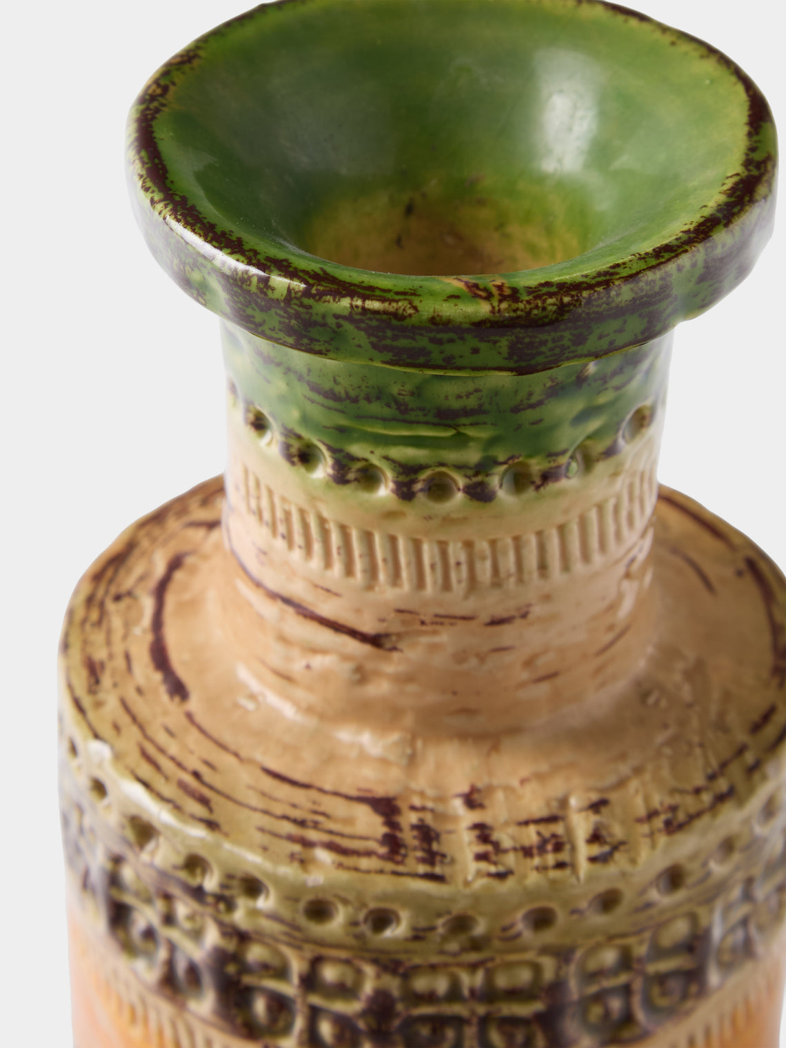 Antique and Vintage - 1960s Bitossi Sahara Ceramic Bud Vase (6in/16cm) - Green - ABASK