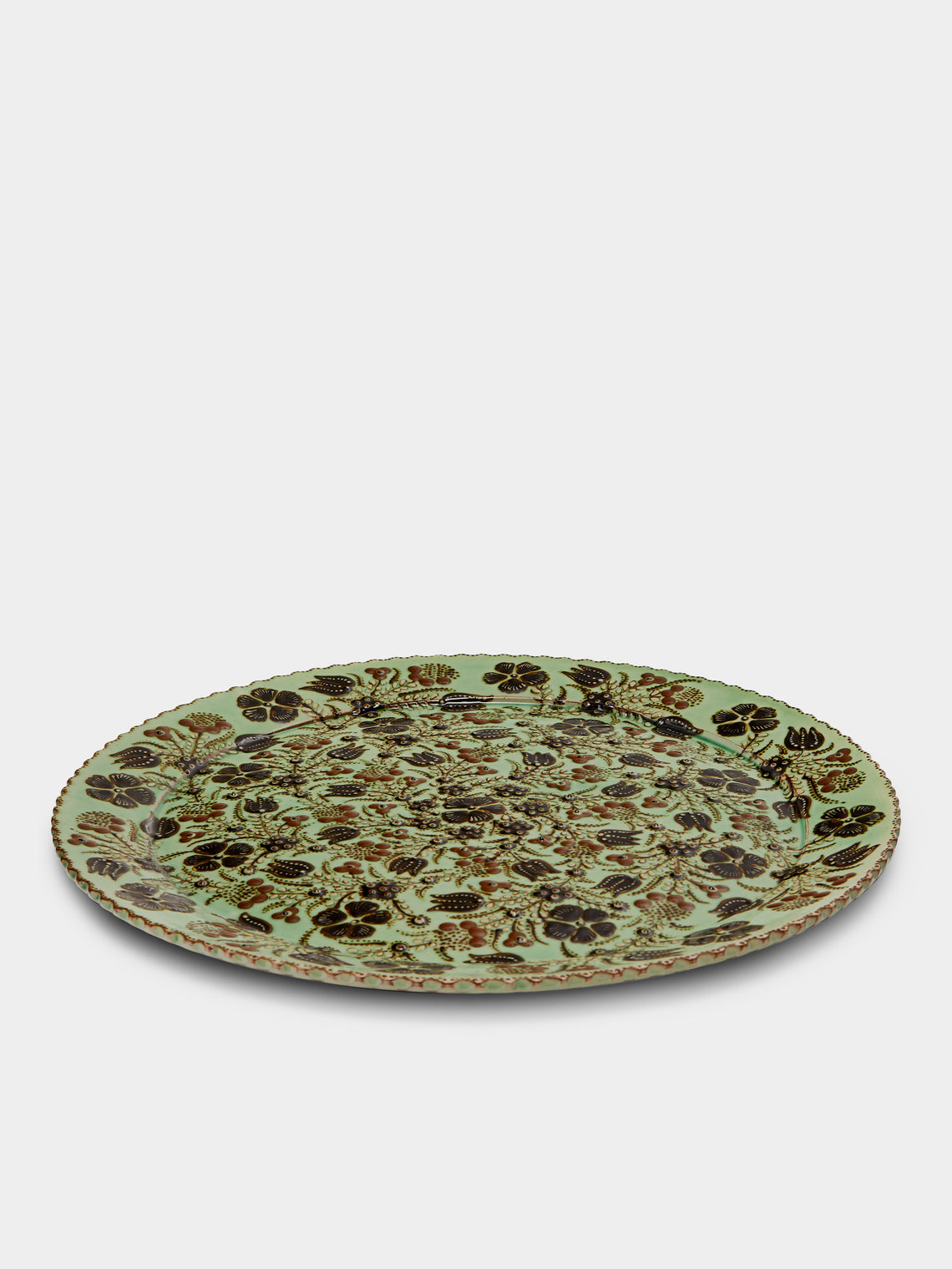 Poterie d’Évires - Flowers Hand-Painted Ceramic Serving Plate -  - ABASK