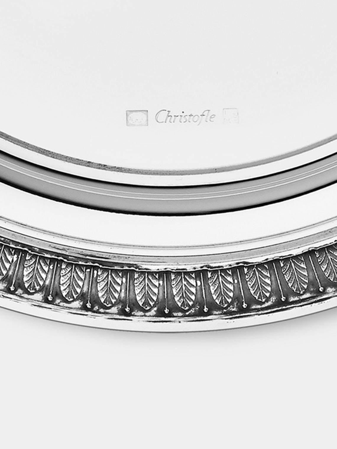 Christofle - Malmaison Silver-Plated Bottle / Carafe Round Tray (6in/15cm) - Silver - ABASK
