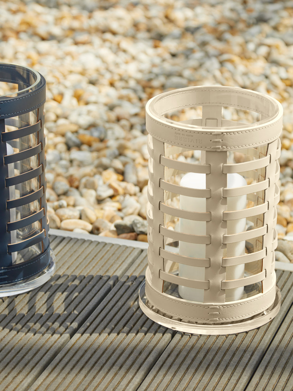 Riviere - Barcelona Water-Resistant Leather 
Hurricane Candle Holder - Ivory - ABASK