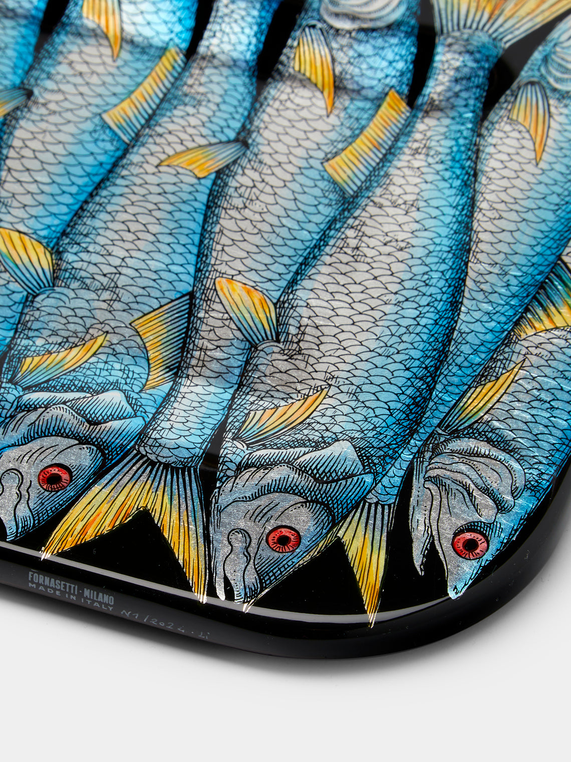 Fornasetti - Sardine Wood Tray - Blue - ABASK