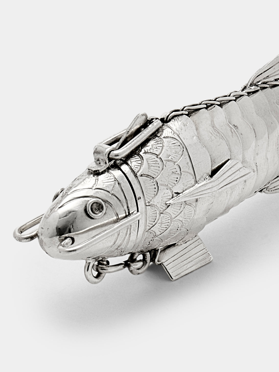 Antique and Vintage - 1980s Solid Silver Small Articulating Fish - Silver - ABASK