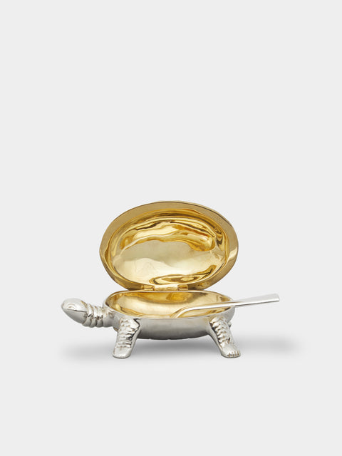 Jarosinski & Vaugoin - Turtle Sterling Silver and Gold Vermeil Salt Cellar with Spoon -  - ABASK - 