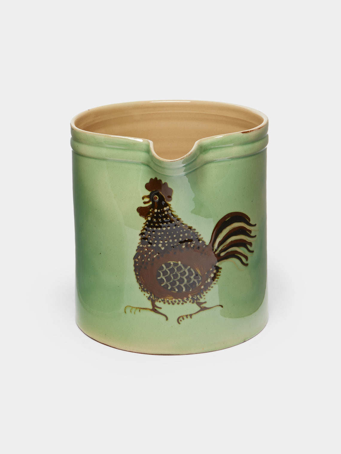 Poterie d’Évires - Chickens Hand-Painted Ceramic Straight-Edge Jug -  - ABASK