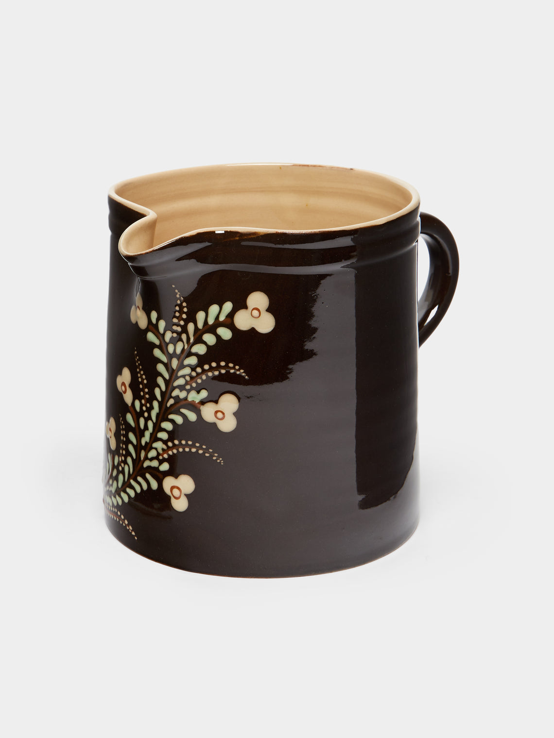 Poterie d’Évires - Flowers Hand-Painted Ceramic Straight-Edge Jug -  - ABASK - 