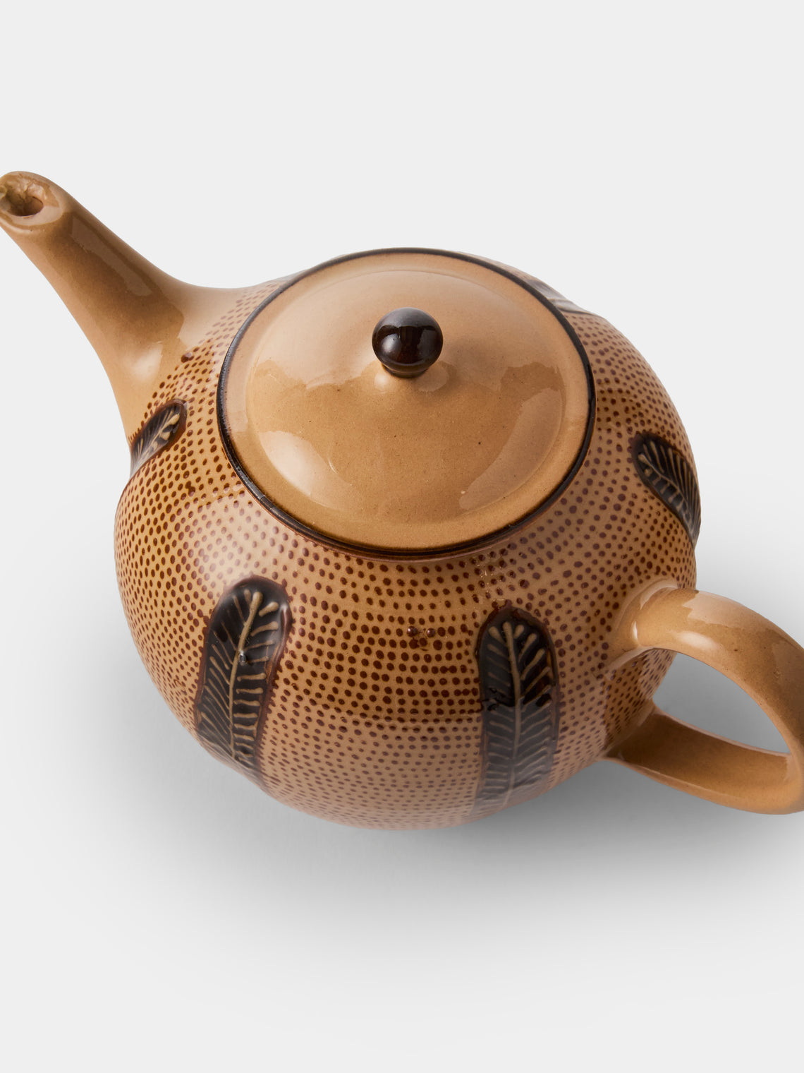 Poterie d’Évires - Stripes and Dots Hand-Painted Ceramic Small Teapot - Cream - ABASK