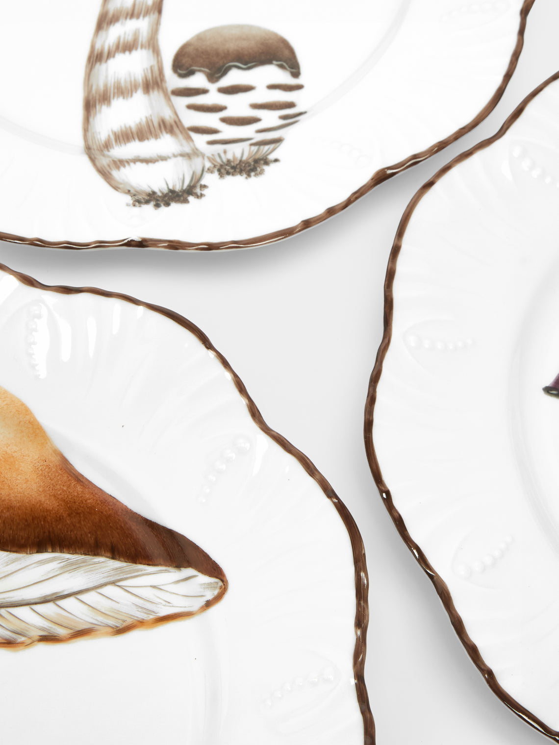 Pinto Paris - Les Champignons Hand-Painted Porcelain Dinner Plates (Set of 6) -  - ABASK