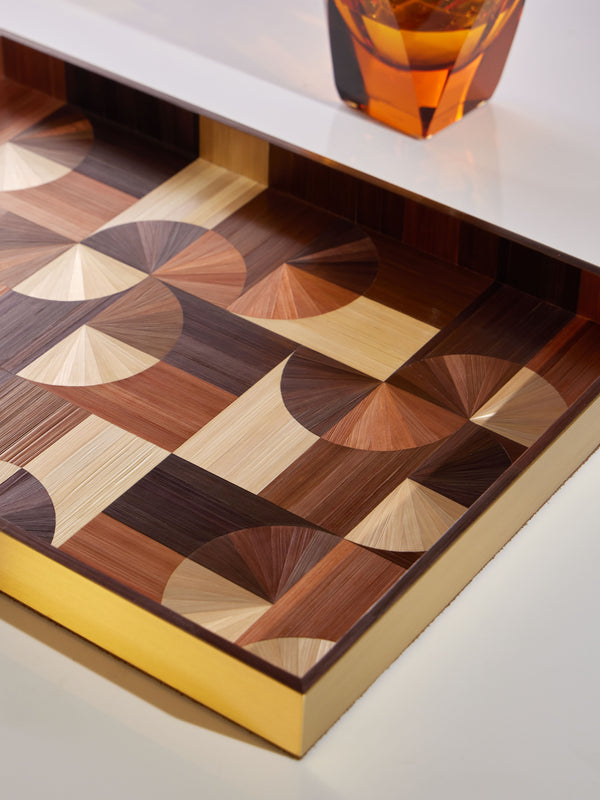 Ruda Studio - 60s Rye Straw Inlay Wood Tray -  - ABASK