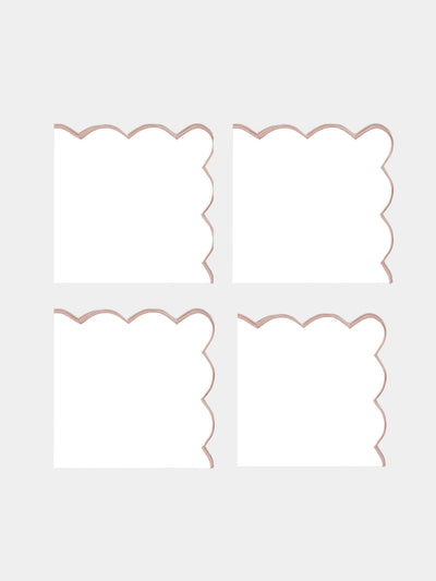 Angela Wickstead - Diletta Scalloped Linen Napkins (Set of 4) - Pink - ABASK - 