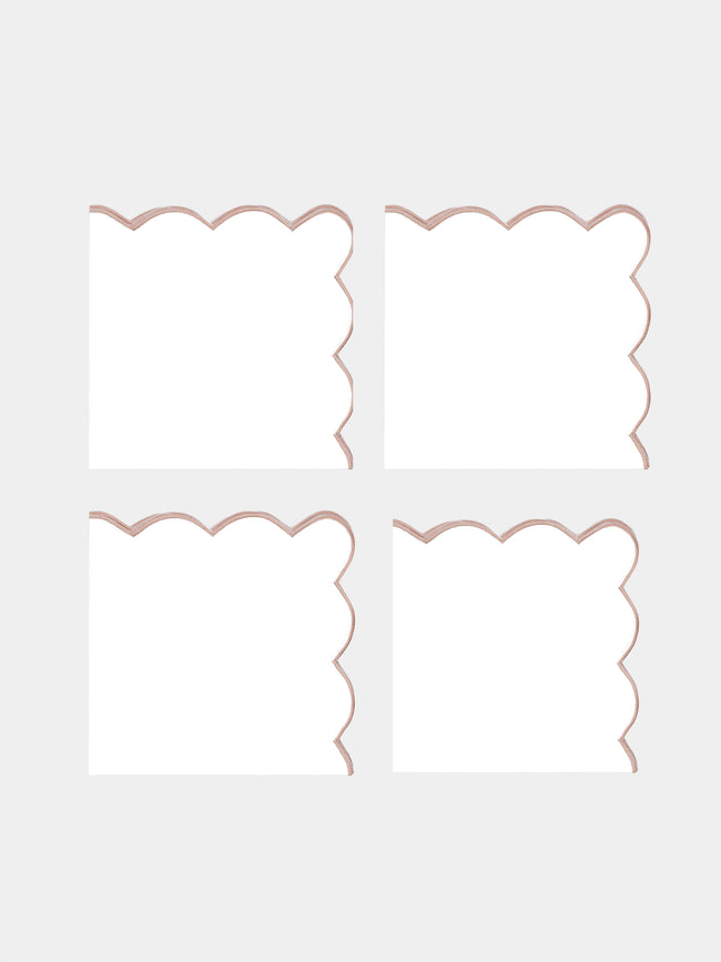 Angela Wickstead - Diletta Scalloped Linen Napkins (Set of 4) - Pink - ABASK - 