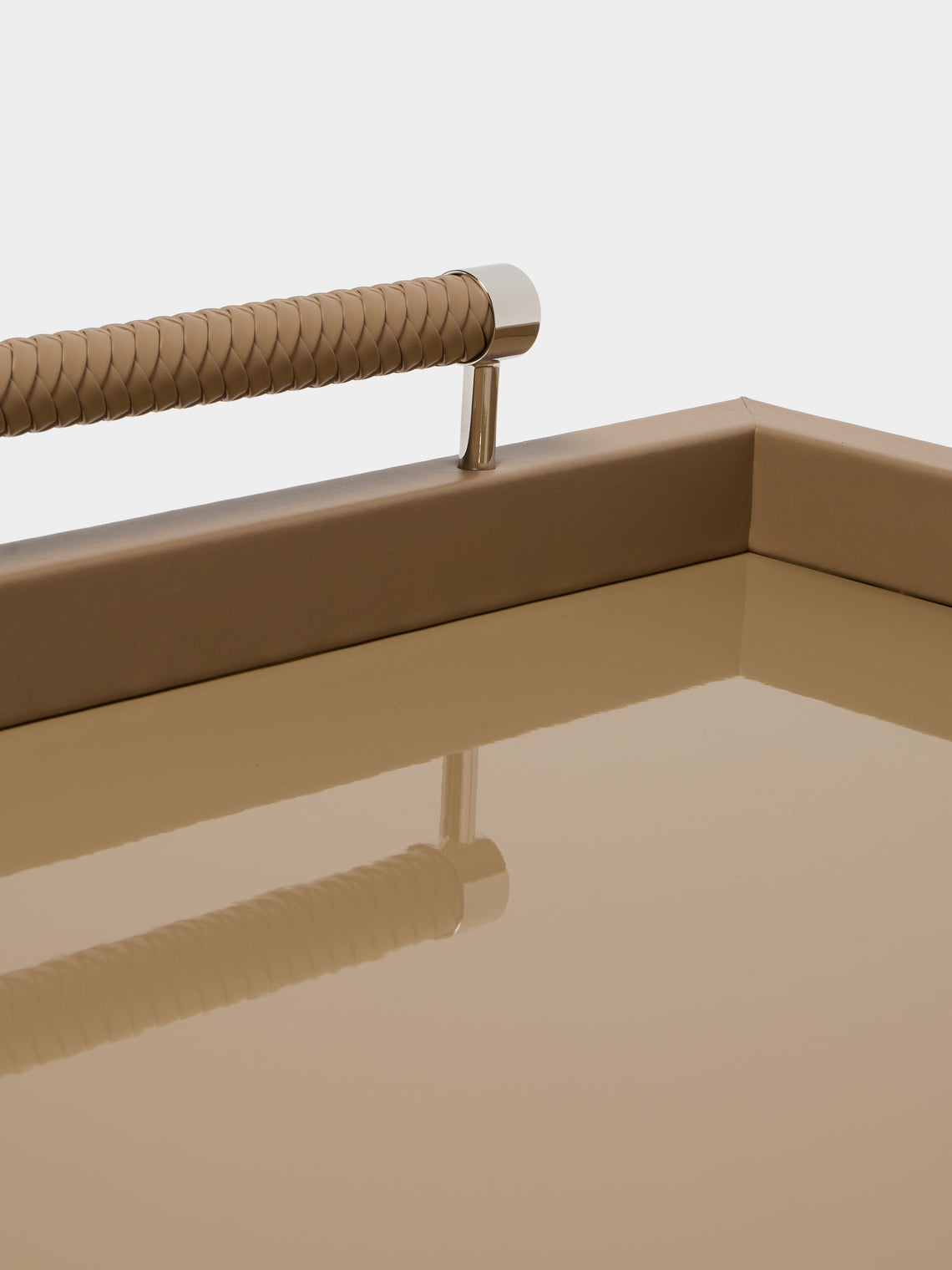 Riviere - Diana Lacquered Wood Tray (18in/46cm) - Taupe - ABASK