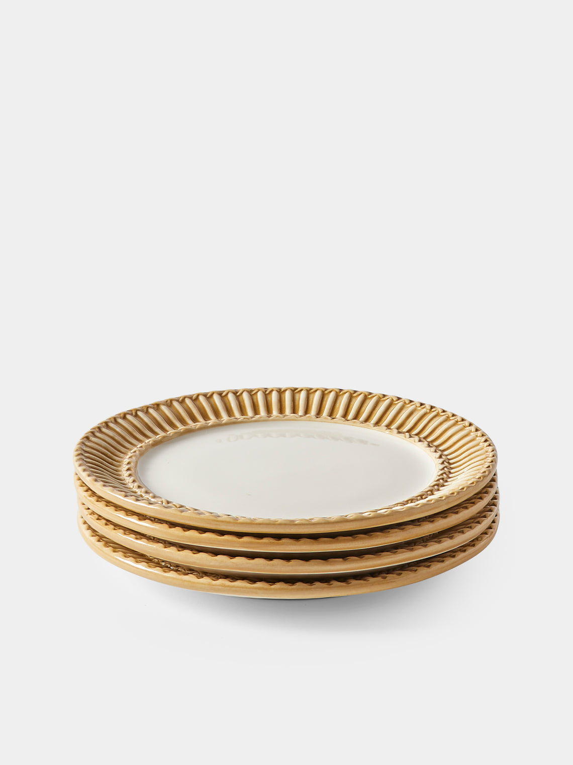 Tessalume Ceramiche - Wicker Hand-Painted Ceramic Dessert Plates (Set of 4) - White - ABASK