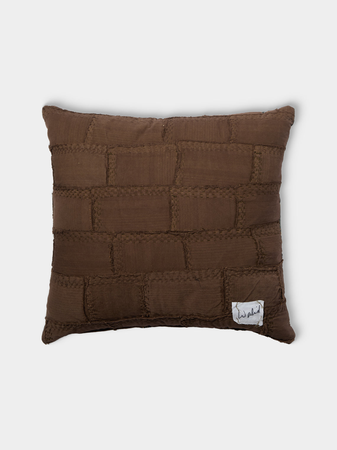 By Walid - 19th-Century Victorian Needlepoint Patchwork Wool and Cotton Cushion (19.5in/50cm) - Multiple - ABASK