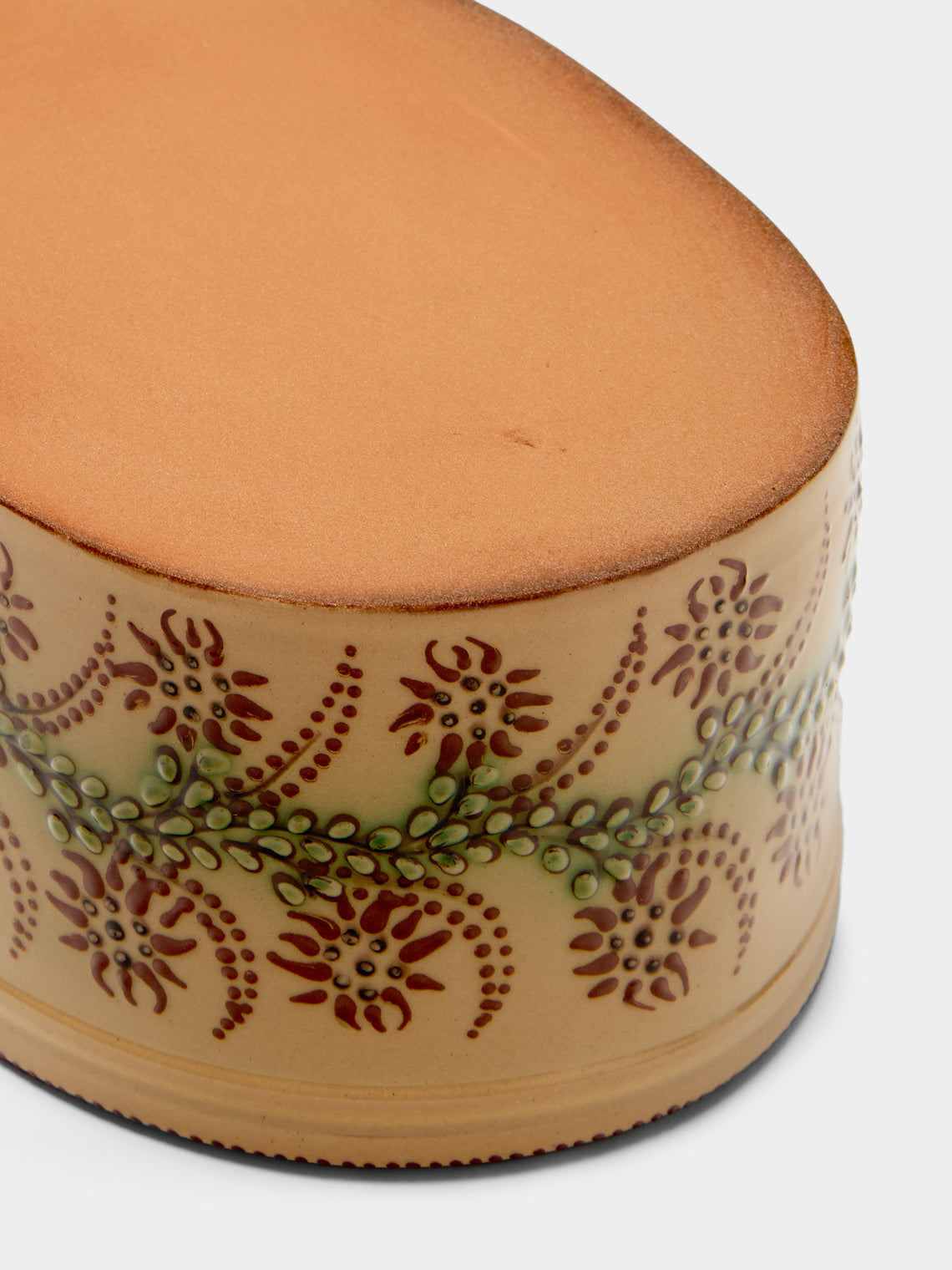Poterie d’Évires - Flowers Hand-Painted Ceramic Oval Serving Dish - Cream - ABASK