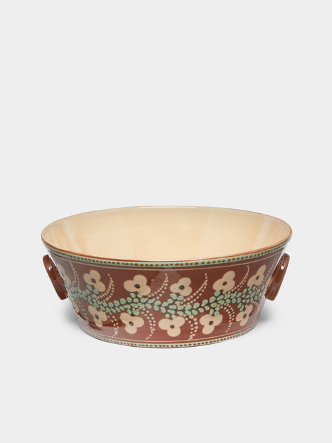 Poterie d’Évires - Flowers Hand-Painted Ceramic Handled Serving Bowl -  - ABASK - 