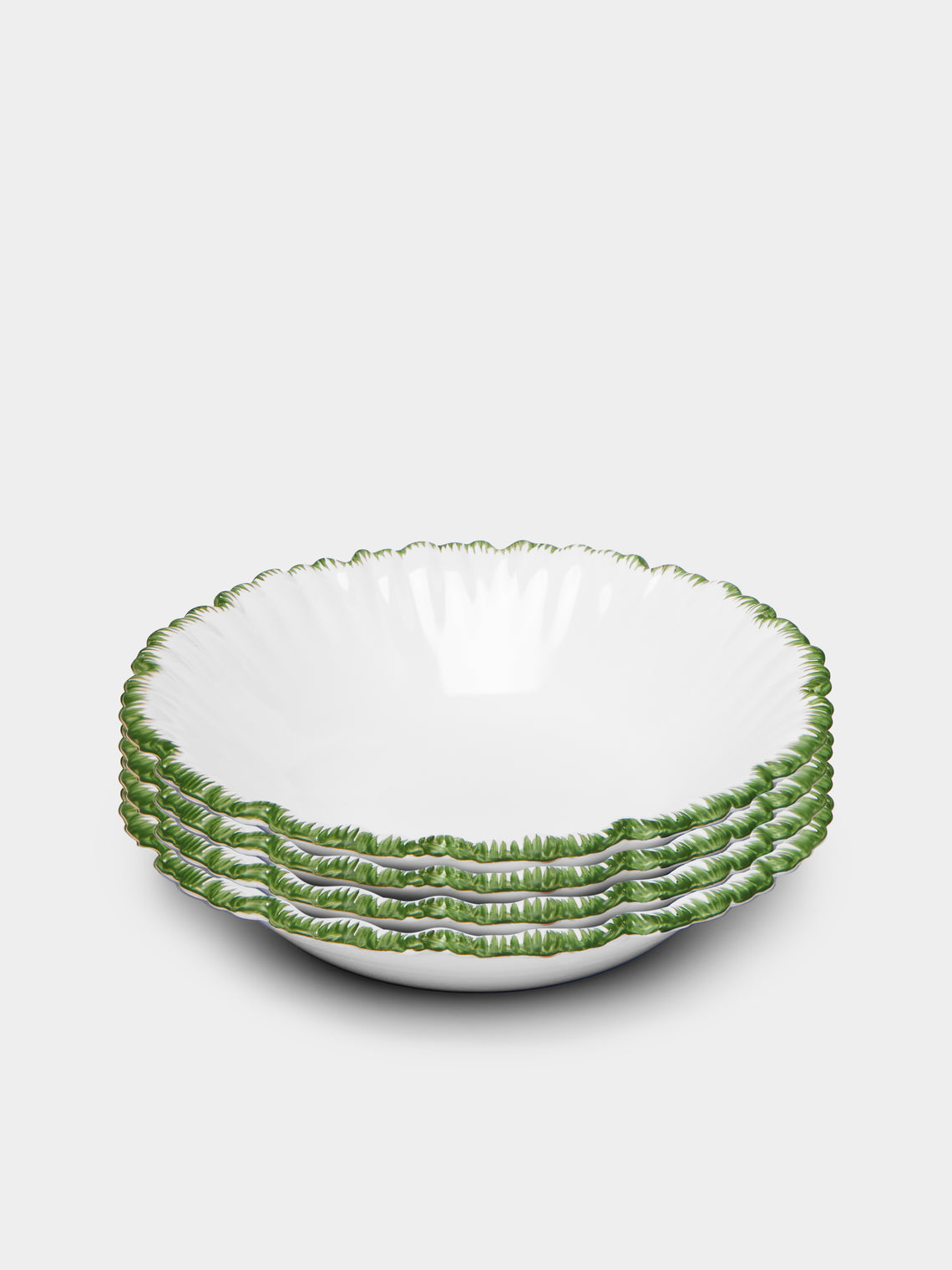 Atelier Soleil - Combed Edge Hand-Painted Ceramic Bowls (Set of 4) -  - ABASK