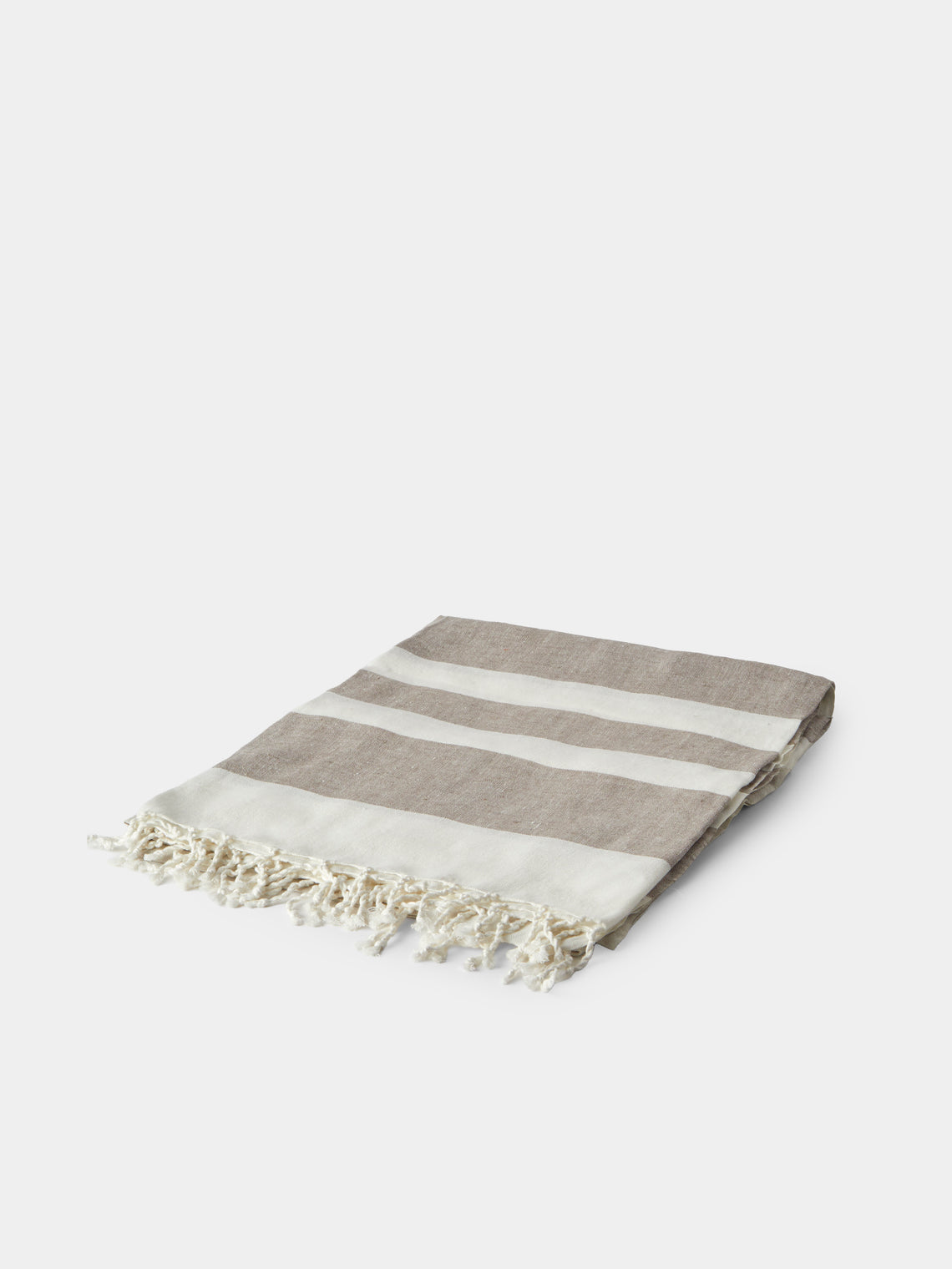Brunello Cucinelli - Linen Striped Throw (76in/1.9m) - White - ABASK