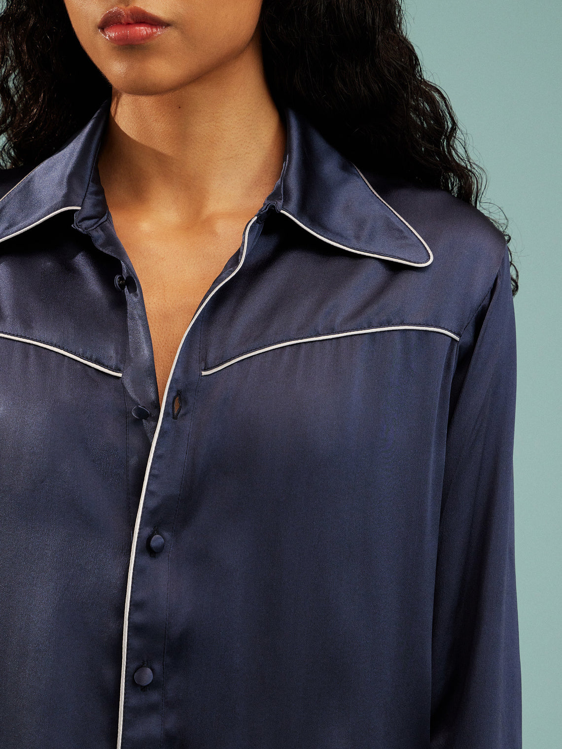 Dorso - Bandana Silk Pajama Set | Size: S - Navy - ABASK