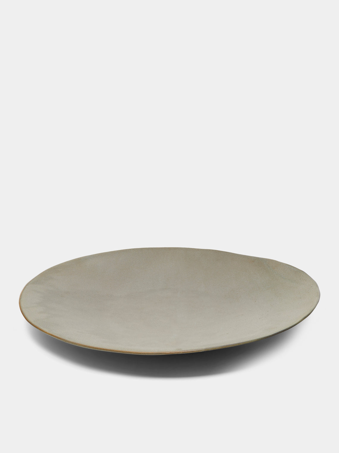 Mervyn Gers Ceramics - Hand-Glazed Ceramic Extra Large Flat Round Platter - Beige - ABASK