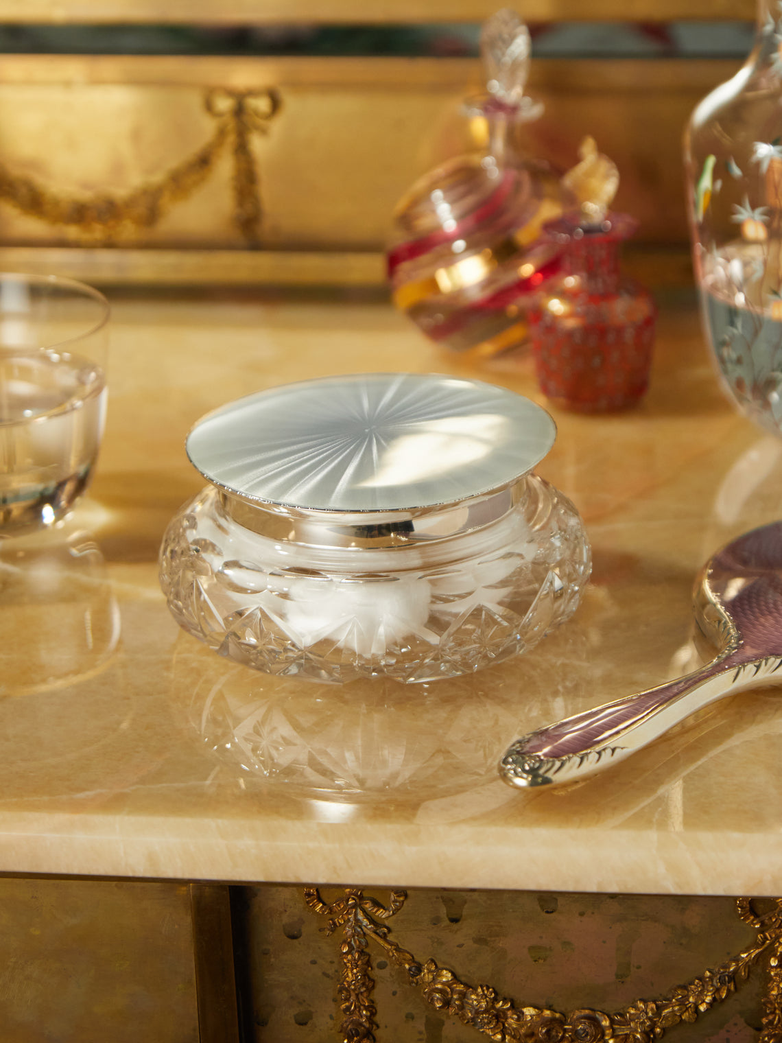 Antique and Vintage - 1920 Enamel Crystal Jar -  - ABASK