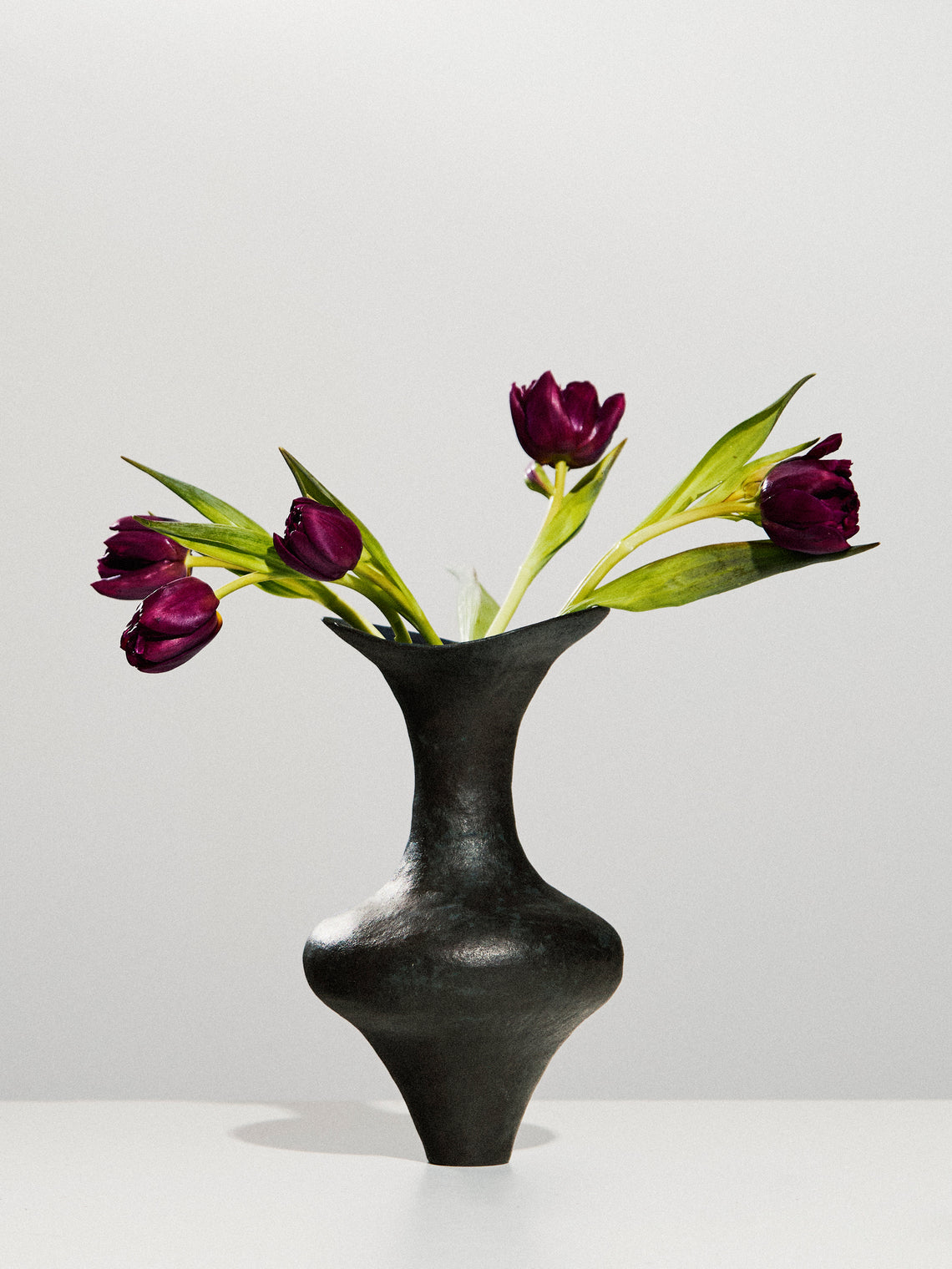 By Raffaella - Agata II Hand-Coiled Stoneware Vase (11.5in/29cm) - Black - ABASK