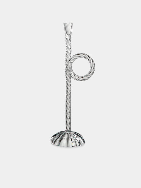 Aina Kari - Venetian Knot Hand-Blown Murano Glass Candlestick Holder - Clear - ABASK - 