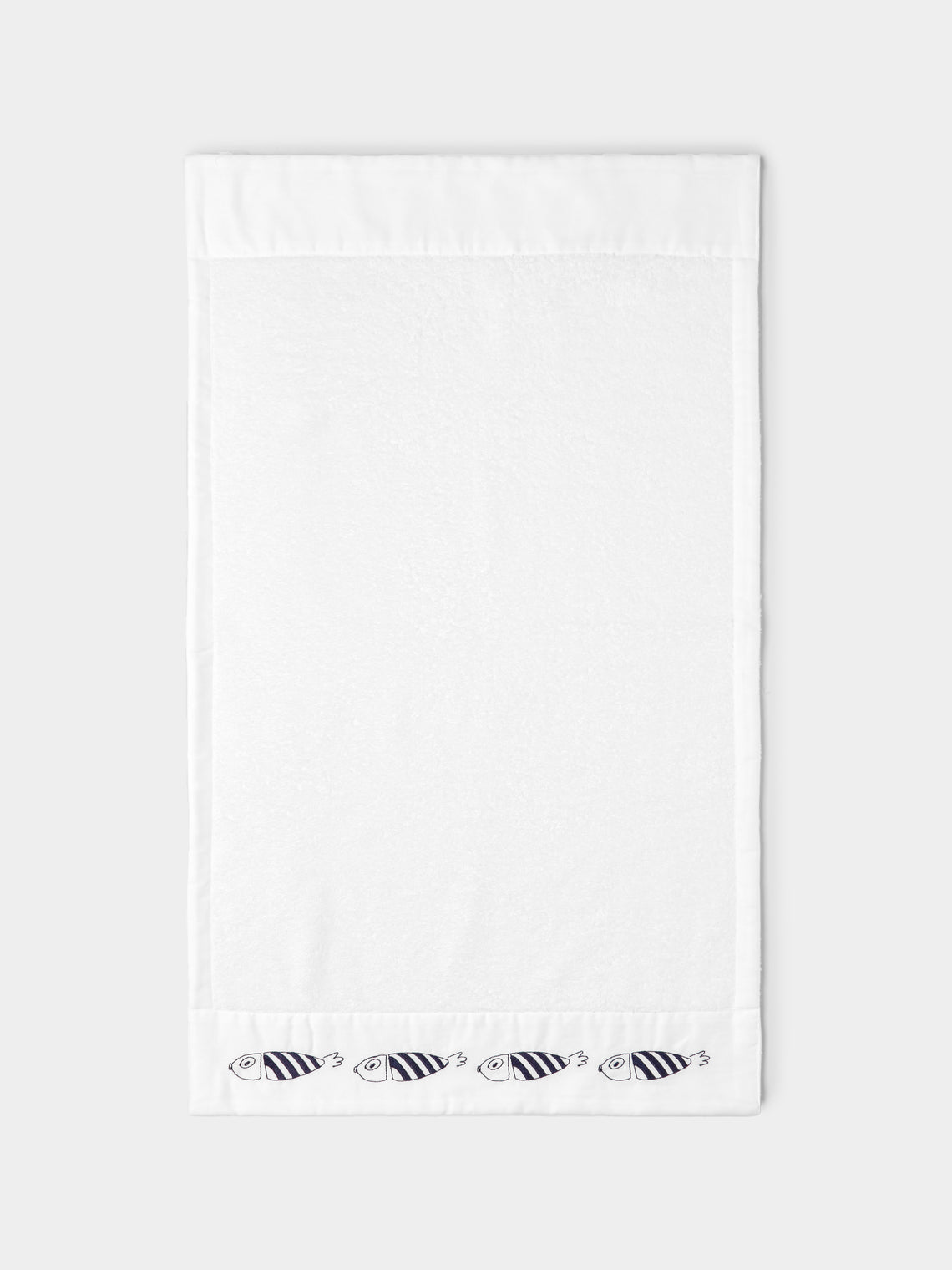 Loretta Caponi - Striped Fish Hand-Embroidered Cotton Hand Towel -  - ABASK
